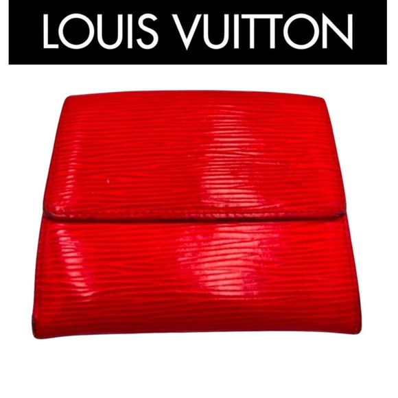 LOUIS VUITTON Red Epi Leather Wallet w/Box Gift Card Tag & Ribbon EUC